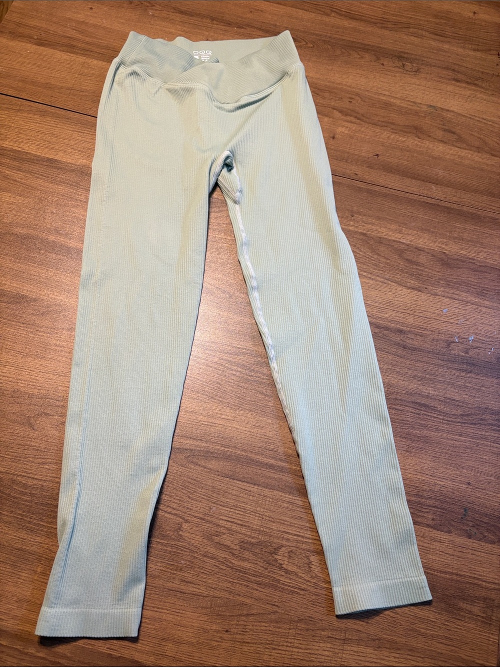 Girls' Ribbed Leggings in Pale Green - Cozy Everyday Stretch
